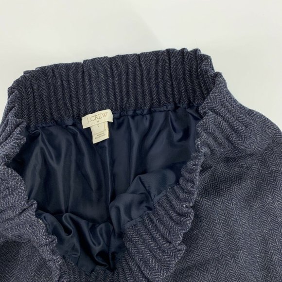 J.Crew Sidewalk Skirt Blue Herringbone Wool Blend Pull On Mini A Line - Picture 5 of 8